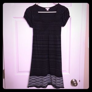 Black / Grey / White knee length knit midi dress